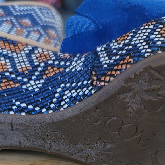 《 Groove 》BLUE/ORANGE/WHITE Wedges Platform Sandals - Picture 7 of 8